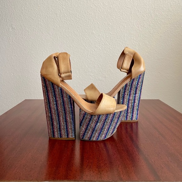 Jeffrey Campbell Disco Multicolored 1970s Platform Sandals - Picture 1 of 13
